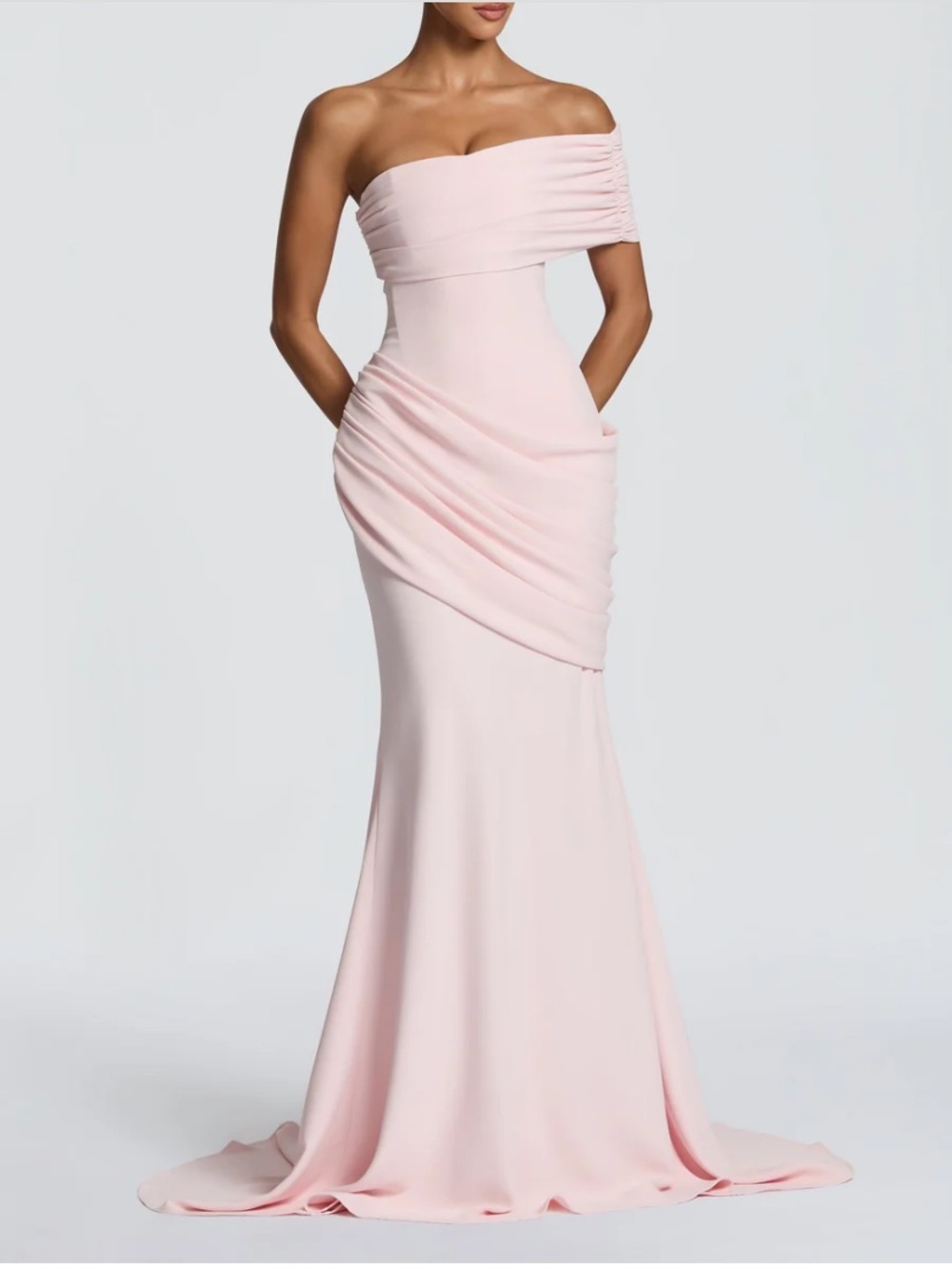 Elegant Strapless Pink Evening Gown